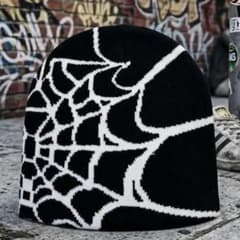 ビーニー ニット帽 黒 y2k グランジ 海外ストリー スパイダー