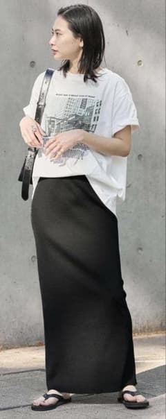 JOURNAL STANDARD ハリヌキテレコロングスカート ブラックのサムネイル