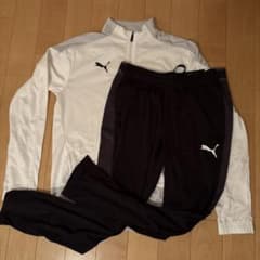 PUMA ジャージ上下セット ホワイト×ブラック - メルカリ