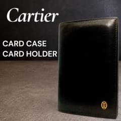 カルティエ パシャ カードケース 名刺入れ ブラック ゴールド ロゴ レザー