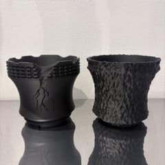 5号鉢 2点セット CRACK 03&04 Matte Black+ 作家鉢 - メルカリ
