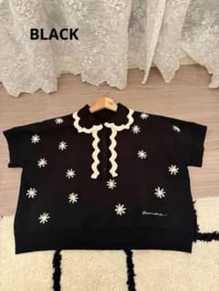 gypsohila ジプソフィア フラワーポロ ポロシャツ トップス ブラック