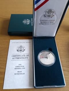 朝鮮戦争追悼記念1＄プルーフ銀貨 - メルカリ