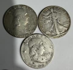 アメリカ ハーフダラー銀貨 3枚 フランクリン ウォーキングリバティ