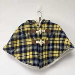 moujonjon ムージョンジョン チェック柄フード付きベビーポンチョ