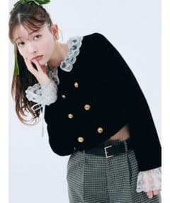 新品未使用LILY BROWN スカラップビジューアタッチドジャケット ブラックのサムネイル