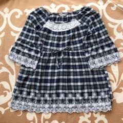 刺繍かわいい！　チュニック　LL  グリーン　チェックのサムネイル
