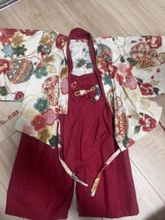 ベビー用 袴風セットアップ 和柄 花柄のサムネイル