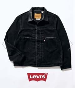 Levi's ブラックデニムジャケット レザー襟のサムネイル