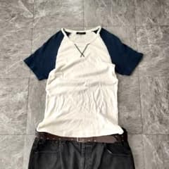 raglan t shirt navy offwhite y2kのサムネイル