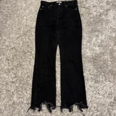 坪田あさみコラボ woadblue BOOTYデニム フレア フリンジ 黒 26