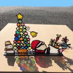 ステンドグラス☆クリスマスツリーとサンタさん＆トナカイ☆のサムネイル