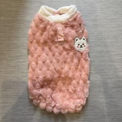 犬服　ボアベスト ピンク くまワッペン　XLのサムネイル
