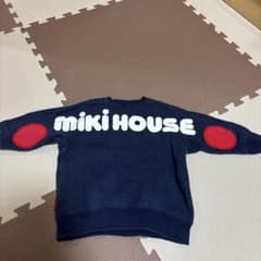 miki HOUSE ネイビー トレーナー 肘当て付き ロゴのサムネイル