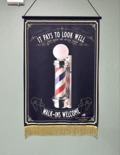 WILLIAM MARVY BARBER SHOP フリンジ タペストリーのサムネイル