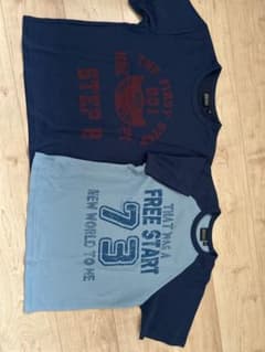 ネイビー/ライトブルー プリントTシャツ 2枚セット　160cmのサムネイル