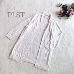 【PLST】Women's White Cardigan, 7/8 Sleeve, Size M