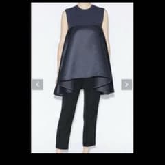 美品 ヨーコチャン ギャザーカットソー ぺプラム Aライン 黒 38