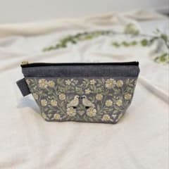 インド刺繍リボン　化粧ポーチ　トラベルポーチ　マチ付きのサムネイル