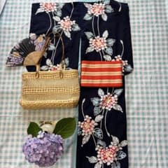 4点セット❣️紫陽花の染めが美しいレトロ浴衣のサムネイル