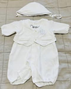 ホワイト セレモニースーツ 50-60cm 帽子付きのサムネイル