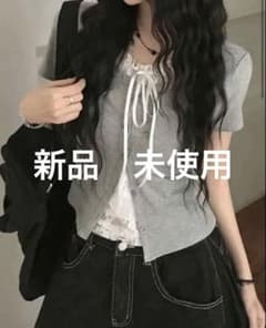 SHEIN バレエレースアップ半袖Tシャツカジュアルのサムネイル