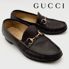 美品 GUCCI ホースビット ローファー レザー ロゴ 26.5cm 焦茶のサムネイル