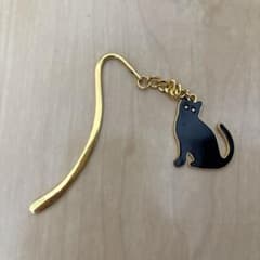 黒猫 チャーム付き ブックマーク しおり ゴールドのサムネイル