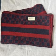 GUCCI マフラー GG柄 レッド×ネイビーのサムネイル