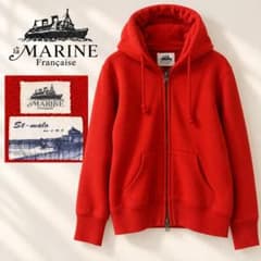 la MARINE Française 赤 パーカー ダブルジップ 綿100% - メルカリ