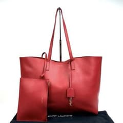 美品】サンローラン ショッピングトート YSL 肩掛け レザー 赤