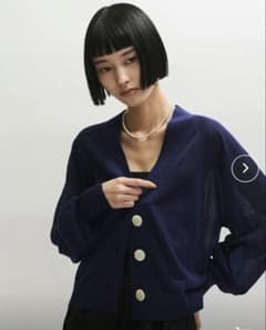 ADAM ET ROPE' シアーカーディガン ネイビーのサムネイル