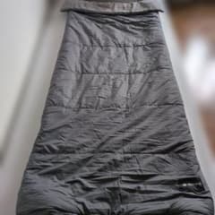 Snow Peak sleeping bag with mat, gray.