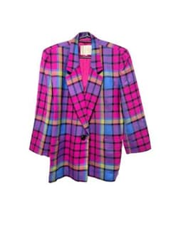 y2k 平成ギャル カラフルチェック ウールテーラードジャケット 紫 00s