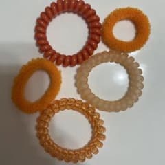 【３つまとめて300円】ヘアゴム 5点セット オレンジ系 まとめ売りのサムネイル