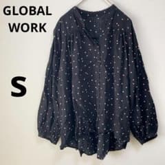 GLOBAL WORK 長袖シャツ S とろみシャツ カジュアルグローバルワーク