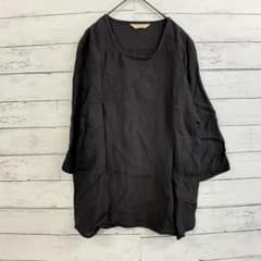 【ブランチエム】美品 麻 リネン100% クルーネック ブラウス 黒 M