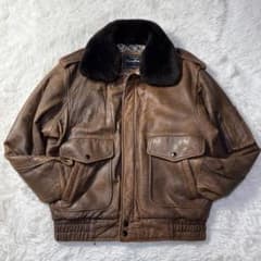 【90s】G-1 A-2 フライトレザージャケット M ブラウン ムートン襟ボア 90s】G-1 A-2 フライトレザージャケット M ブラウン ムートン襟ボア