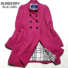 美品】BURBERRY ロングコート スタンドカラー メガバチェック ピンク