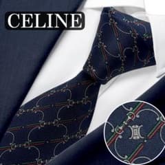 良品✨CELINE ネクタイ セリーヌ マカダム トリオンフ ネイビー - メルカリ