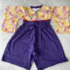 袴風 ロンパース 70cm 花柄 パープルのサムネイル