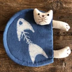 猫 ねこ 猫グッズ コースター 藍染 和小物 リメイク ハンドメイド 手作りのサムネイル