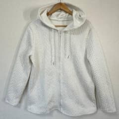SHEIN 白 ニットパーカー ケーブル編み LL〜XL相当のサムネイル
