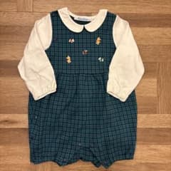 familiar ファミリア クマイヌ刺繍 襟付きロンパース 80cm - メルカリ