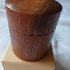 木製 茶筒 蓋付き 直径約8cmのサムネイル