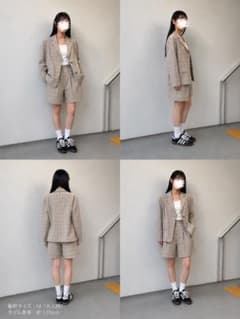 チェック柄 テーラードジャケット ショートパンツ セットアップのサムネイル