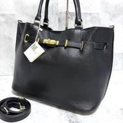 未使用タグ付✨MILOS トートバッグ 2way ゴールド金具 レザー ブラック 未使用タグ付✨MILOS トートバッグ 2way ゴールド金具 レザー ブラック