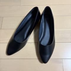 【値下げ】ESPERANZAクッションフラットパンプス　ブラック23cmのサムネイル