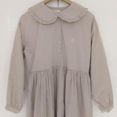 【merry jenny】フリル襟 長袖ワンピース ベージュ美品のサムネイル