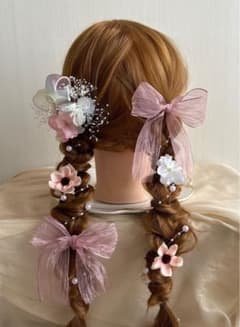 卒業式　成人式　七五三　ウェディング　編みおろし　リボン　ヘッドドレス　和装